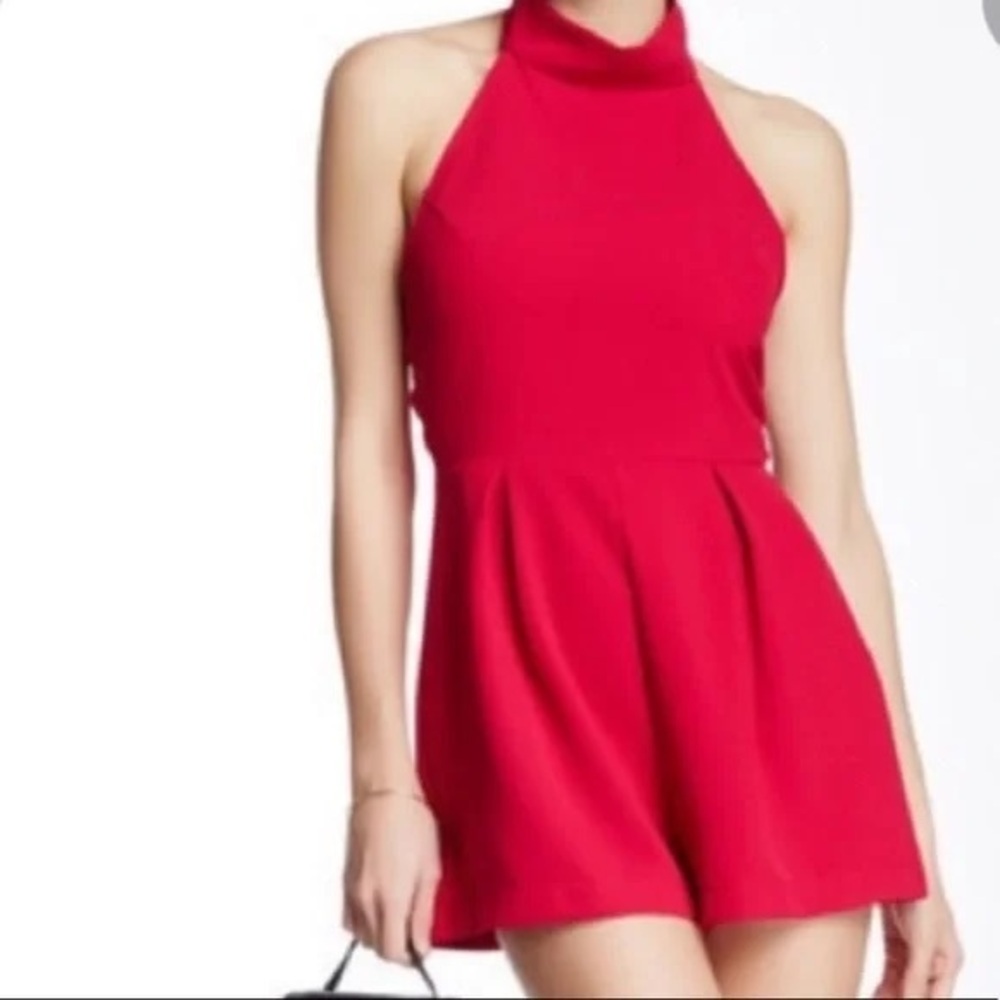 Astr Bright Red Backless Halter Top Romper EUC Size - S
